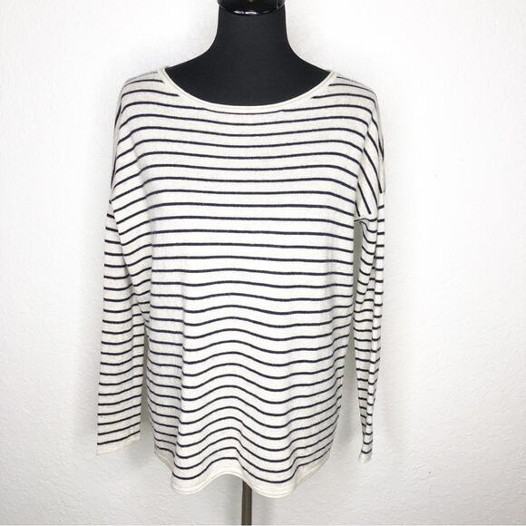 Vince oatmeal cream black striped wool cashmere sweater size Extra Small XS - Picture 1 of 16